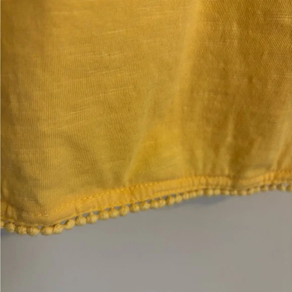 Sundance Manette LaceYellow Cotton Tank with pom-pom trim - Picture 7 of 9